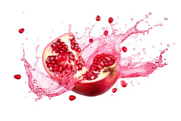 pomegranate and water splash isolated on transparent background Remove png, Clipping Path, pen tool