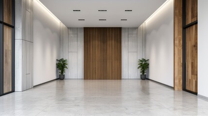 Obraz premium Artistic portrayal of a wall as a partition within a contemporary edifice, clean surface and distinct framework, emphasizing construction quality