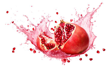 pomegranate and water splash isolated on transparent background Remove png, Clipping Path, pen tool