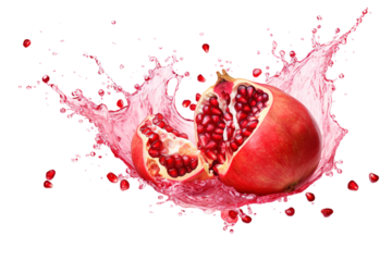 pomegranate and water splash isolated on transparent background Remove png, Clipping Path, pen tool