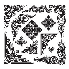 Corner Border Collection Elements Icons Set Vector