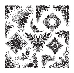 Corner Border Collection Elements Icons Set Vector