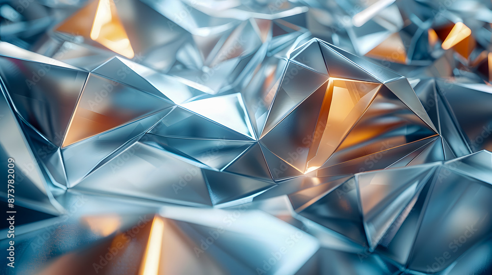Aufkleber luminous silver and titanium abstract geometric pattern with a harmonious arrangement of metallic po