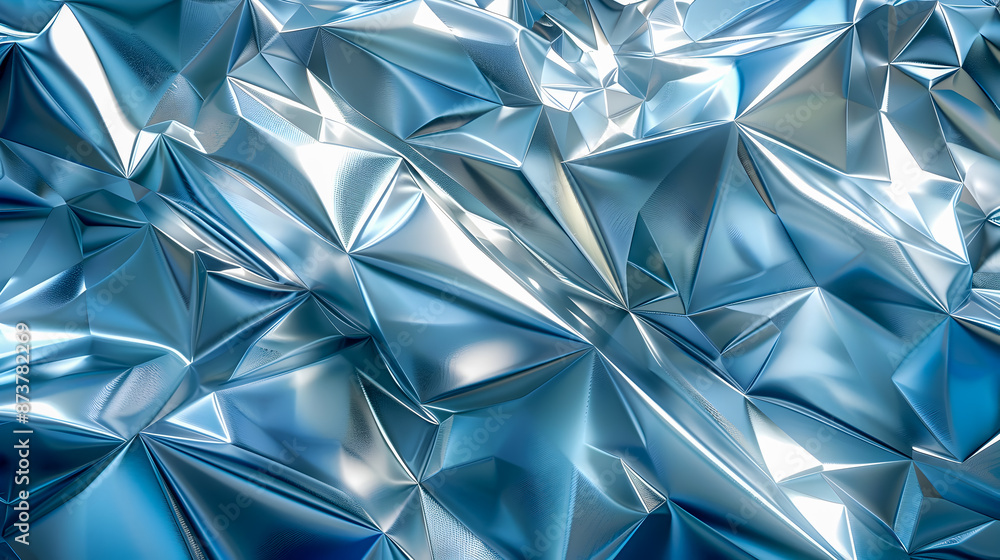Poster luminous silver and titanium abstract geometric pattern with a harmonious arrangement of metallic po