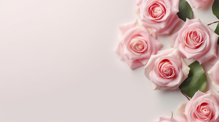 Arrangement of soft pink roses on a white background. For background pictures or postcards V2
