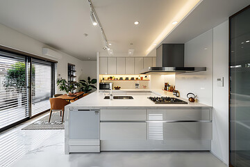 Simple modern style kitchen with white background