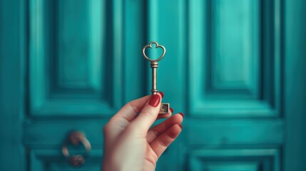 A hand holding a key poised to unlock a door, with the door slightly ajar to suggest entry and new opportunities. The image captures the anticipation and potential of unlocking something new.