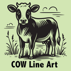 Cow line art vector Illustration