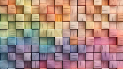 Abstract geometric rainbow colors pastel 3d wood.