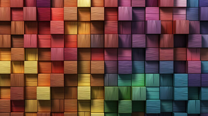 Geometric rainbow 3d wood multi-color bright rainbow.