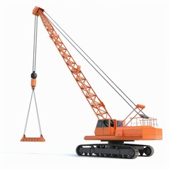 3D Render of a Low Poly crane with an extended boom, on isolated white background, Generative AI