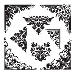 Corner Border Collection Elements Icons Set Vector