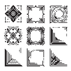 Corner Border Collection Elements Icons Set Vector