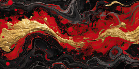 Red black gold ink Mix together to create beautiful patterns.