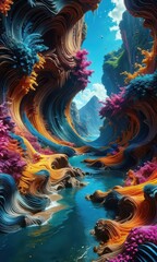 Obraz premium Colorful Abstract Canyon Landscape.