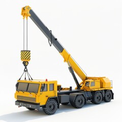 Fototapeta premium 3D Render of a Low Poly hydraulic excavator with a claw attachment, on isolated white background, Generative AI