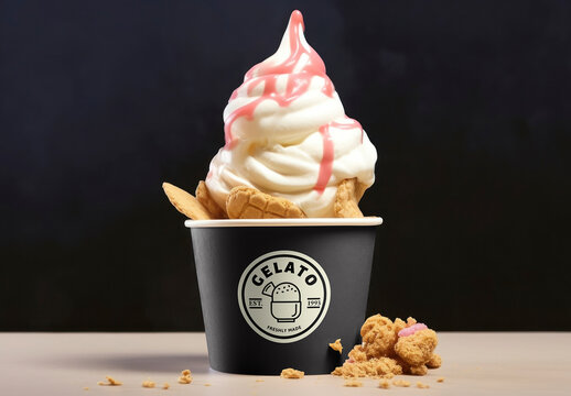 Soft Serve Cup Mockup With Generative AI