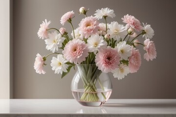 Fototapeta premium Bouquet of flowers in a vase with pink blossoms capturing the beauty of nature in spring and summer