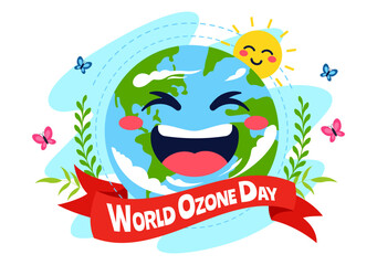 World Ozone Day Vector Illustration on September 16 To Raise Public Awareness About Of The Earth Layer And Protecting Environment in Flat Background