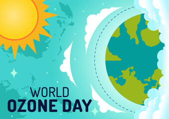 World Ozone Day Vector Illustration on September 16 To Raise Public Awareness About Of The Earth Layer And Protecting Environment in Flat Background