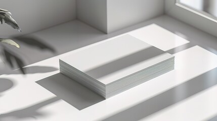 White blank business card template empty mock-up at white textured background with copy space for text photo or product