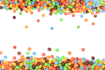 Border of colorful coated chocolate on transparent background PNG