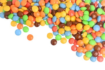 Fototapeten colorful chocolates candy on transparent background PNG © Nofi