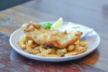 fish and chip or fried fish with French fries
