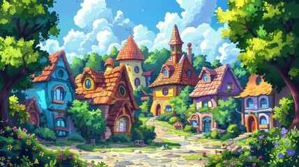 Fototapeta premium Charming Village Illustration
