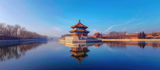 Fototapeta premium Peaceful Reflection of Chinese Architecture