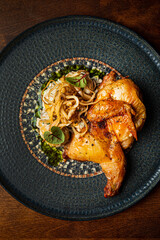 roasted chicken with sauce closeup