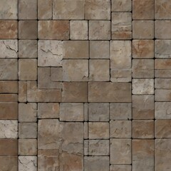 Obraz premium Old brown gray vintage shabby patchwork motif tiles stone concrete cement wall texture background banner Gerenative AI