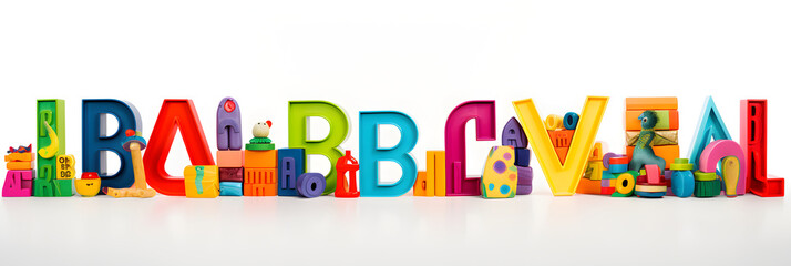 Exciting Mosaic of Bold and Colorful Alphabet Letters on a Crisp White Background