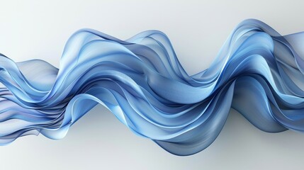 Elegant Abstract Blue Wave on White Background Digital Art