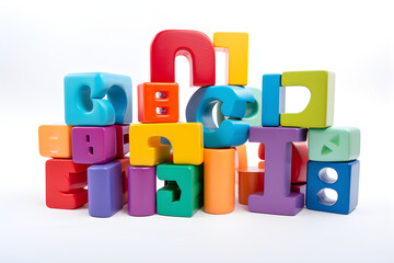 Exciting Mosaic of Bold and Colorful Alphabet Letters on a Crisp White Background