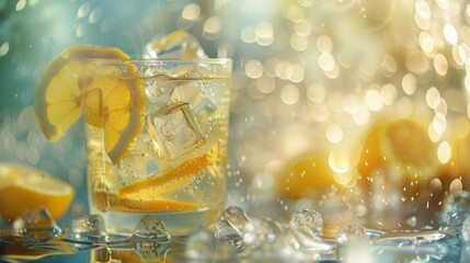 Refreshing Lemon Drink with Ice