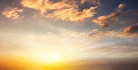 Panoramic view of beautiful sunset sky and cloud
