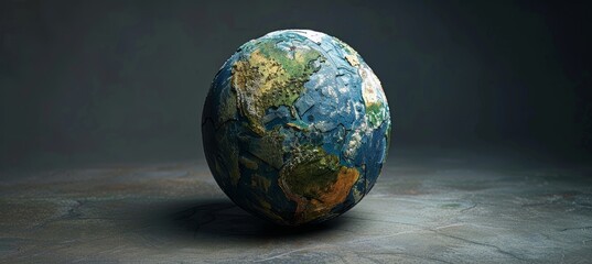 Earth Globe with Textured Surface on Dark Background