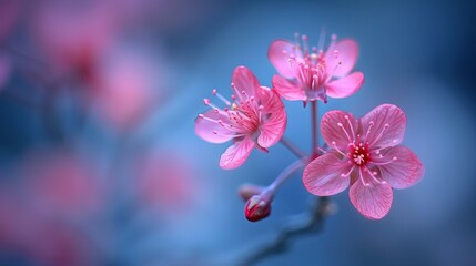 Stunning pink sakura blossoms against a vivid blue sky in a picturesque spring setting