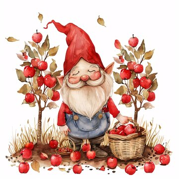 recommend clip art: Gnome Picking Apples In Autumn.