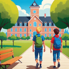 Obraz premium children back to school generative AI