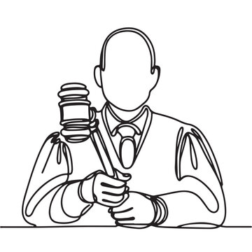 recommend clip art: judge one line art, drawing, continuous vector illustration, isolated on transparent background
                    