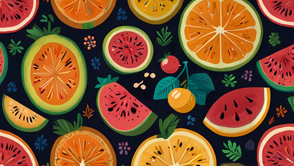 Pattern Illustration with a variety of fruit themes