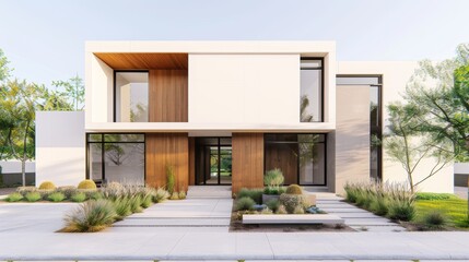 Urban dwelling with a minimalist design, clean lines, and open spaces, embodying modern city living and efficient use of space