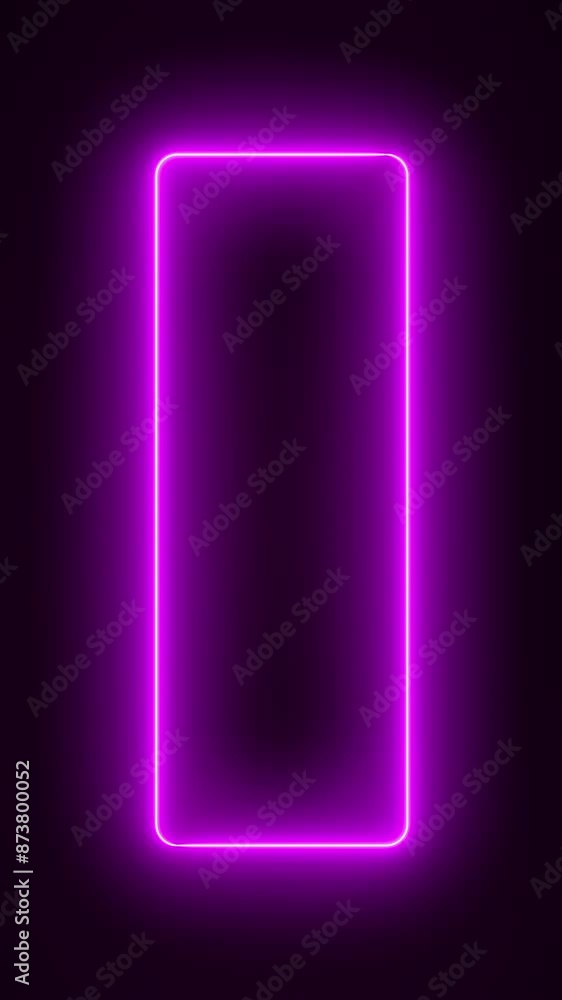 Poster video animation of glowing neon rectangles in magenta - abstract background - seamless loop - vertic