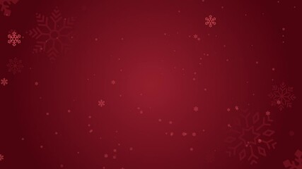 4K Festive Red Background with Snowflakes | Snowfall with Spinning Snowflakes | Radial Gradient with Bright Center and Dark Edges | Loopable Holiday Animation