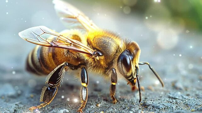 a honey bee perched on the ground