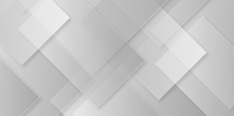 multiple gray paper overlap on the gray background with silver color square pattern on banner with shadow. creative geometric rectangle pattern texture. vector illustration Minimalist, trendy design