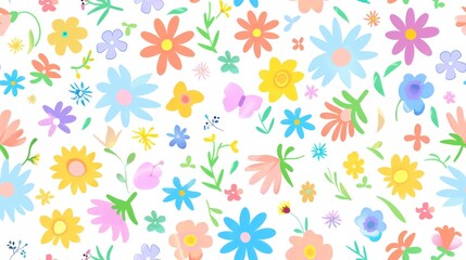 A Colorful Floral Pattern with a White Background