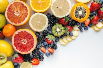 Assorted fruits in a vibrant display, symbolizing healthy eating